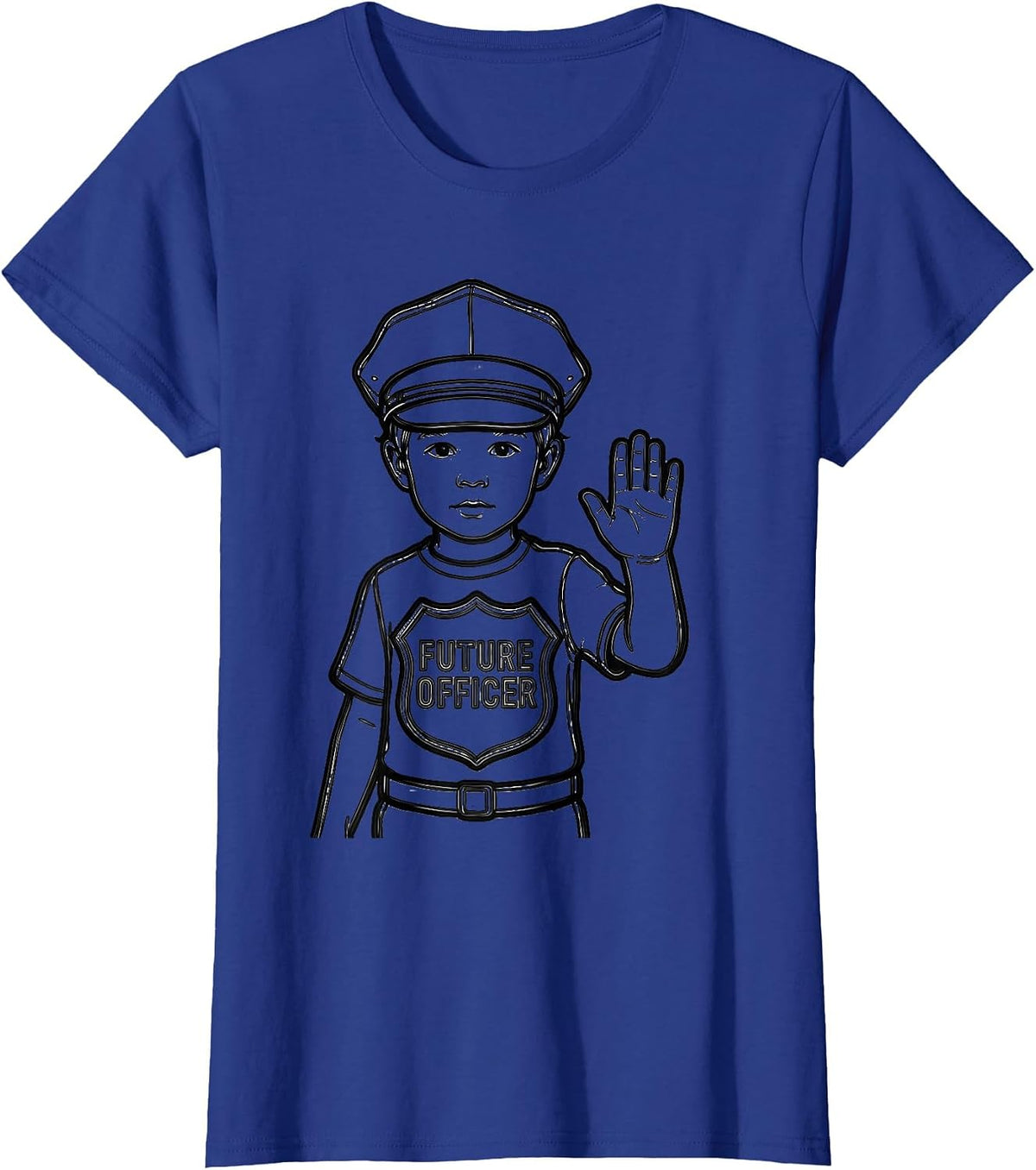 Women's Future Officer Police Costume Halloween Role Play Youth T-Shirt - Royal Blue