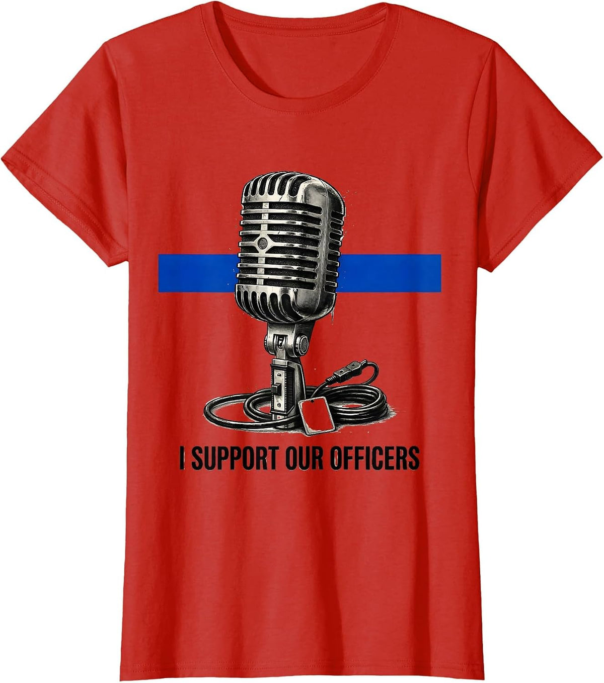 I Support Our Officers Vintage Thin Blue Line Police Support T-Shirt - Red