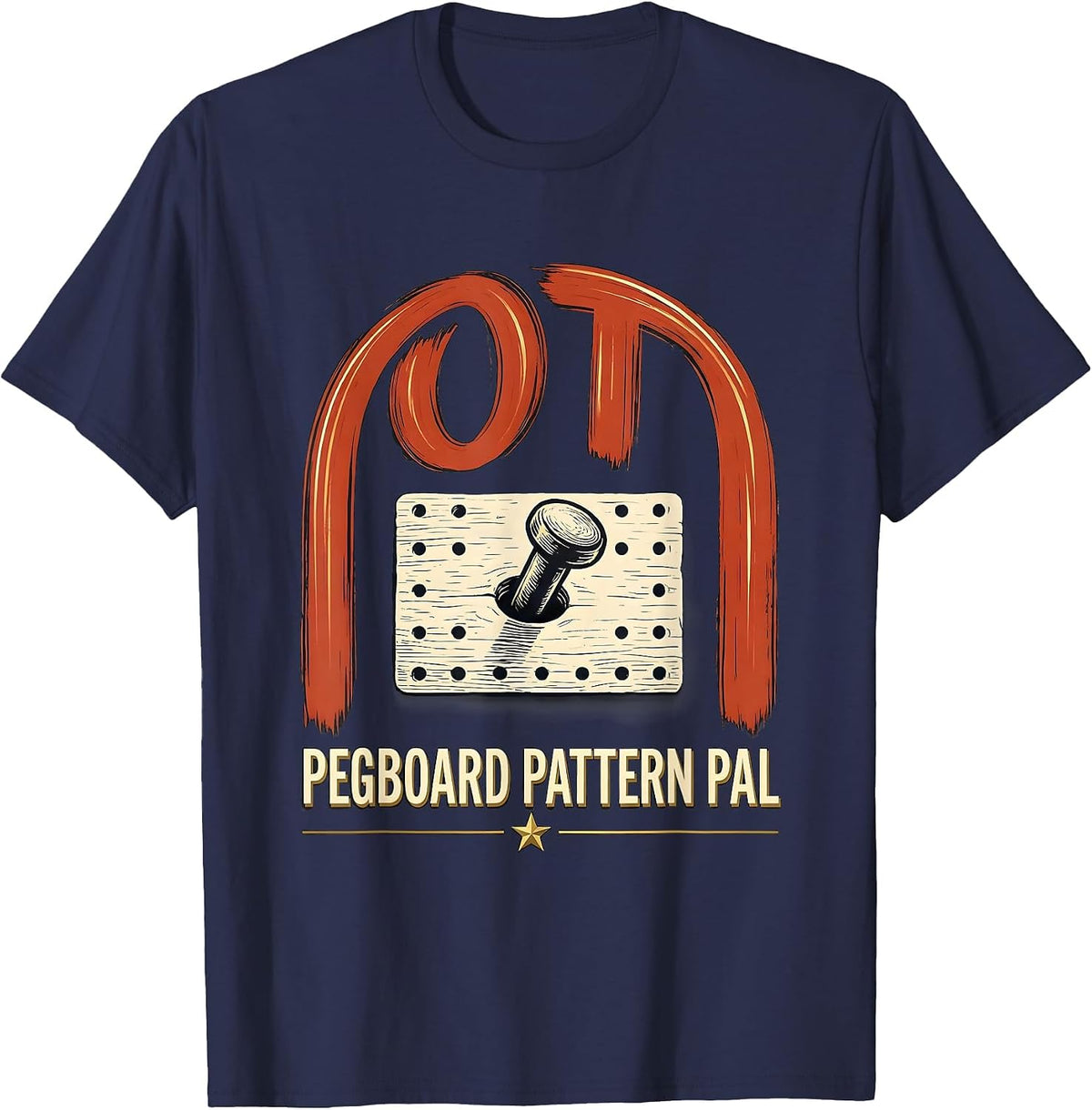 OT, Pegboard Pattern Pal Occupational Therapy Back to School T-Shirt - Navy Blue