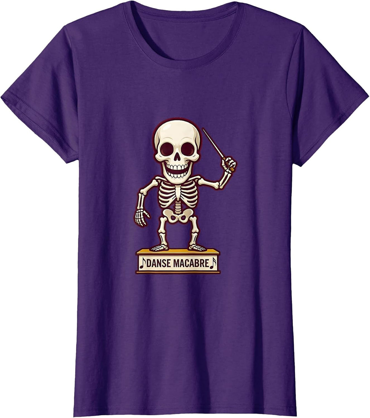 Women's Danse Macabre Skeleton Conductor Music Teacher Halloween T-Shirt - Purple