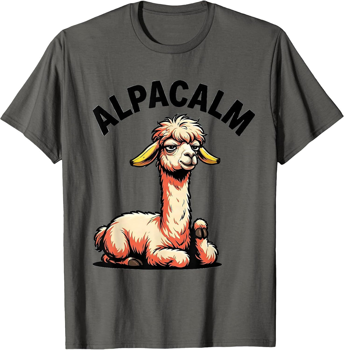 Alpacalm Funny Alpaca Cartoon Llama Lover Gift T-Shirt - Asphalt Grey