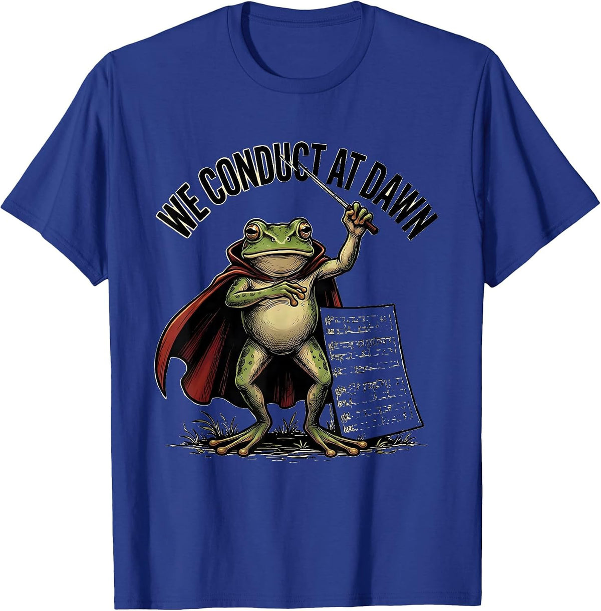 We Conduct At Dawn Cartoon Frog Teacher Back To School Humor T-Shirt - Royal Blue
