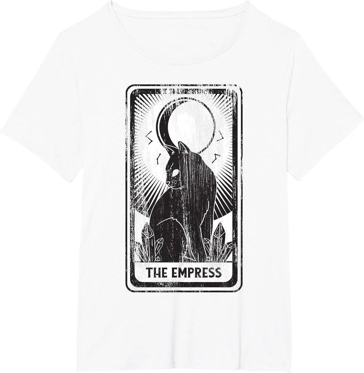 Black Cat Empress Tarot Card T-Shirt - White