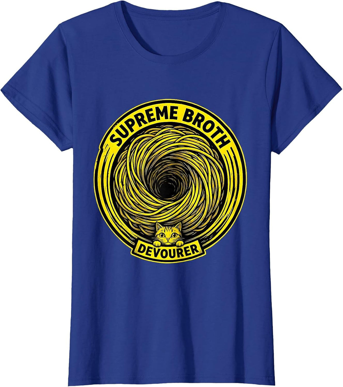 Women's Supreme Broth Devourer Funny Cat Ramen Anime Kawaii Gift T-Shirt - Royal Blue
