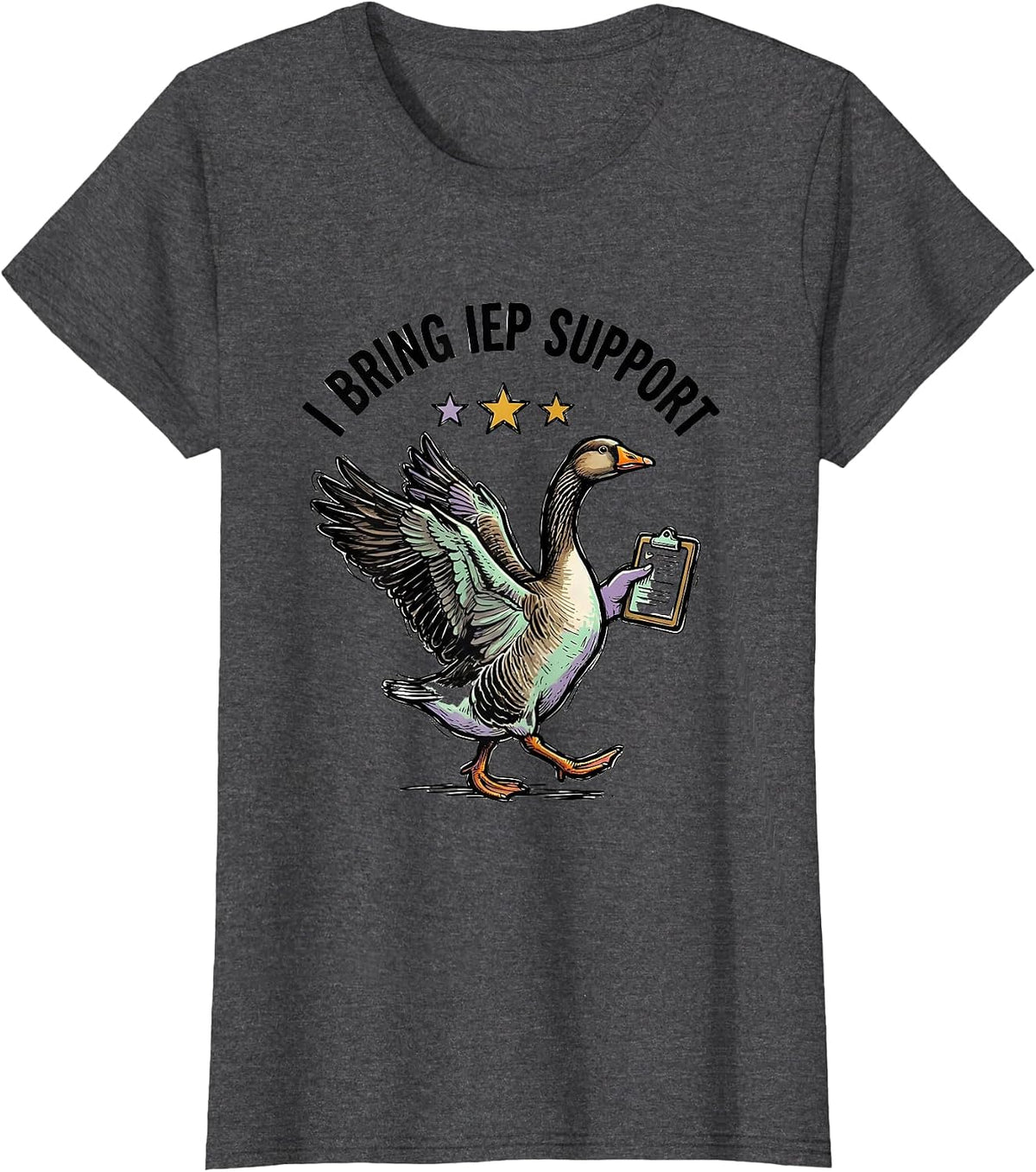 Women's I Bring IEP Support Funny Special Education Teacher Silly T-Shirt - Dark Heather Grey