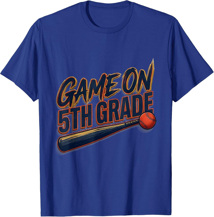 Game On 5th Grade Sign Painter Showcard Back To School T-Shirt - Royal Blue