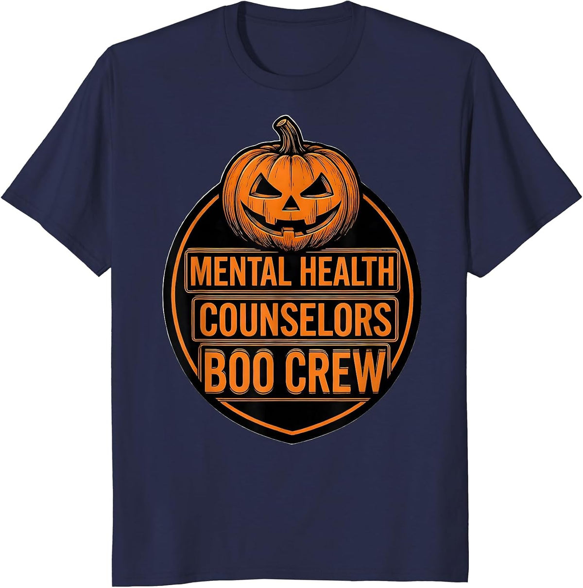Men's Mental Health Counselors Boo Crew Halloween Matching T-Shirt - Navy Blue