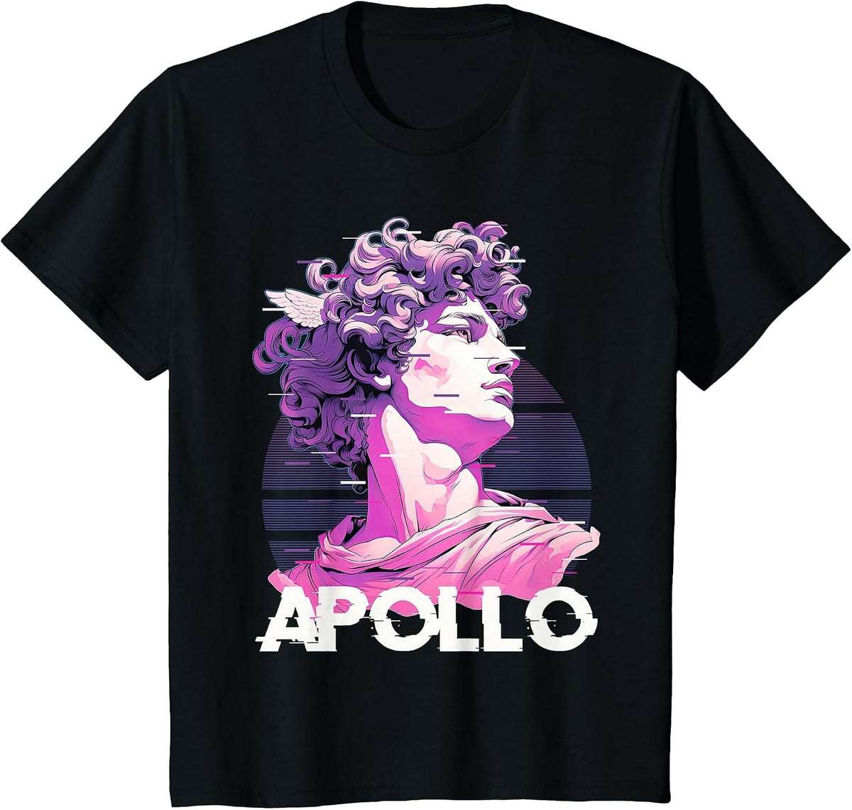 Apollo Greece God Glitch Aesthetic Greek Vaporwave T-Shirt - Black
