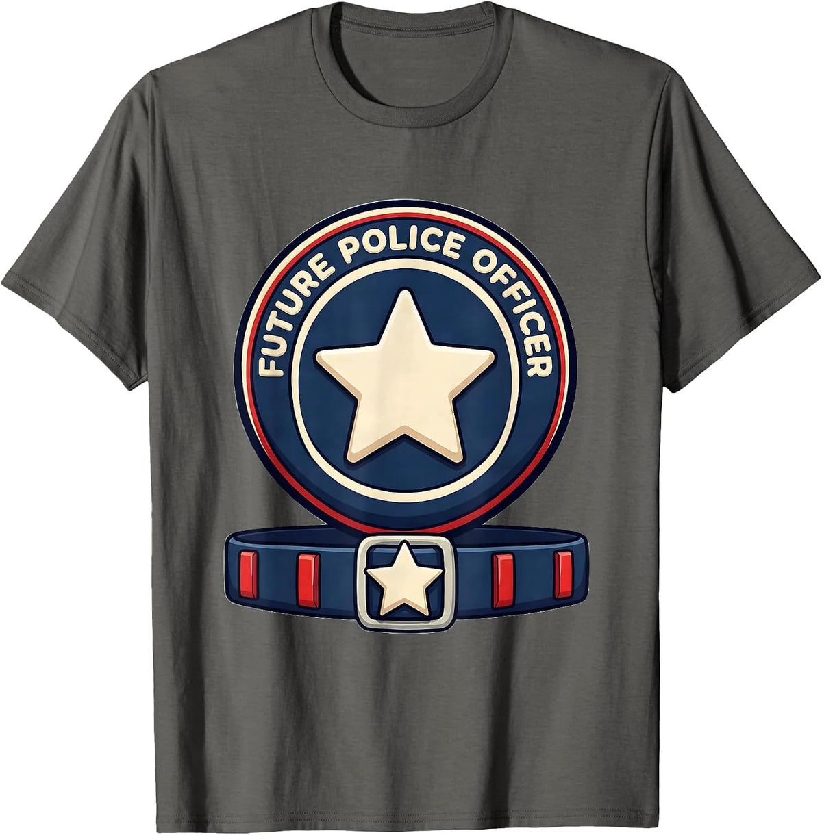 Future Police Officer Kids Police Costume Play Birthday T-Shirt - Asphalt Grey