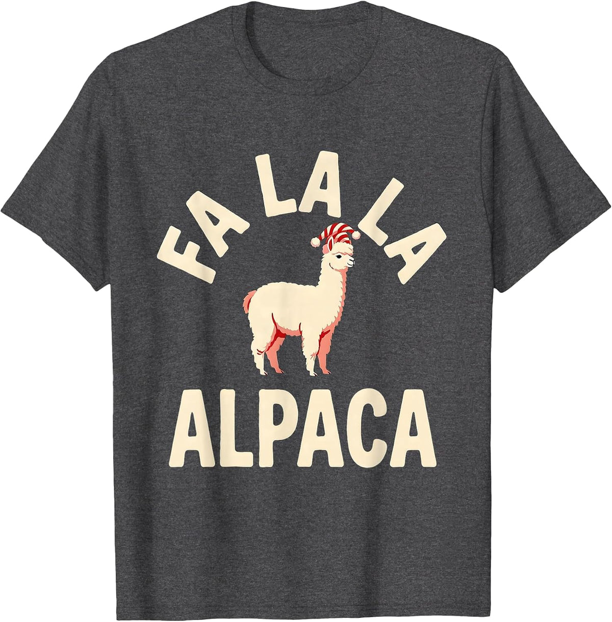 Fa La La Alpaca Funny Christmas Animal Pun Humor T-Shirt - Dark Heather Grey