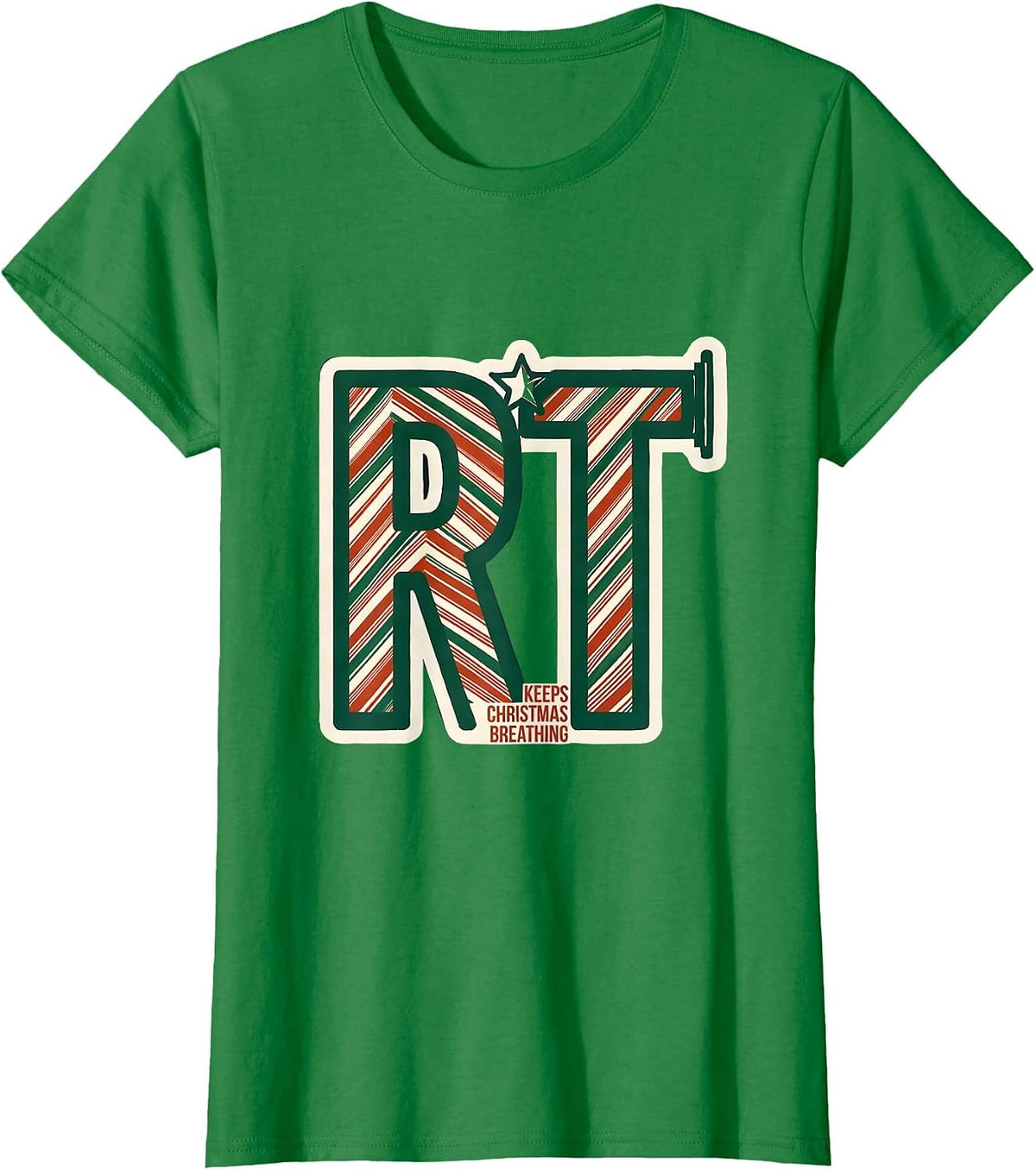 Women's RT Keeps Christmas Breathing Occupational Pride Respiratory T-Shirt - Kelly Green