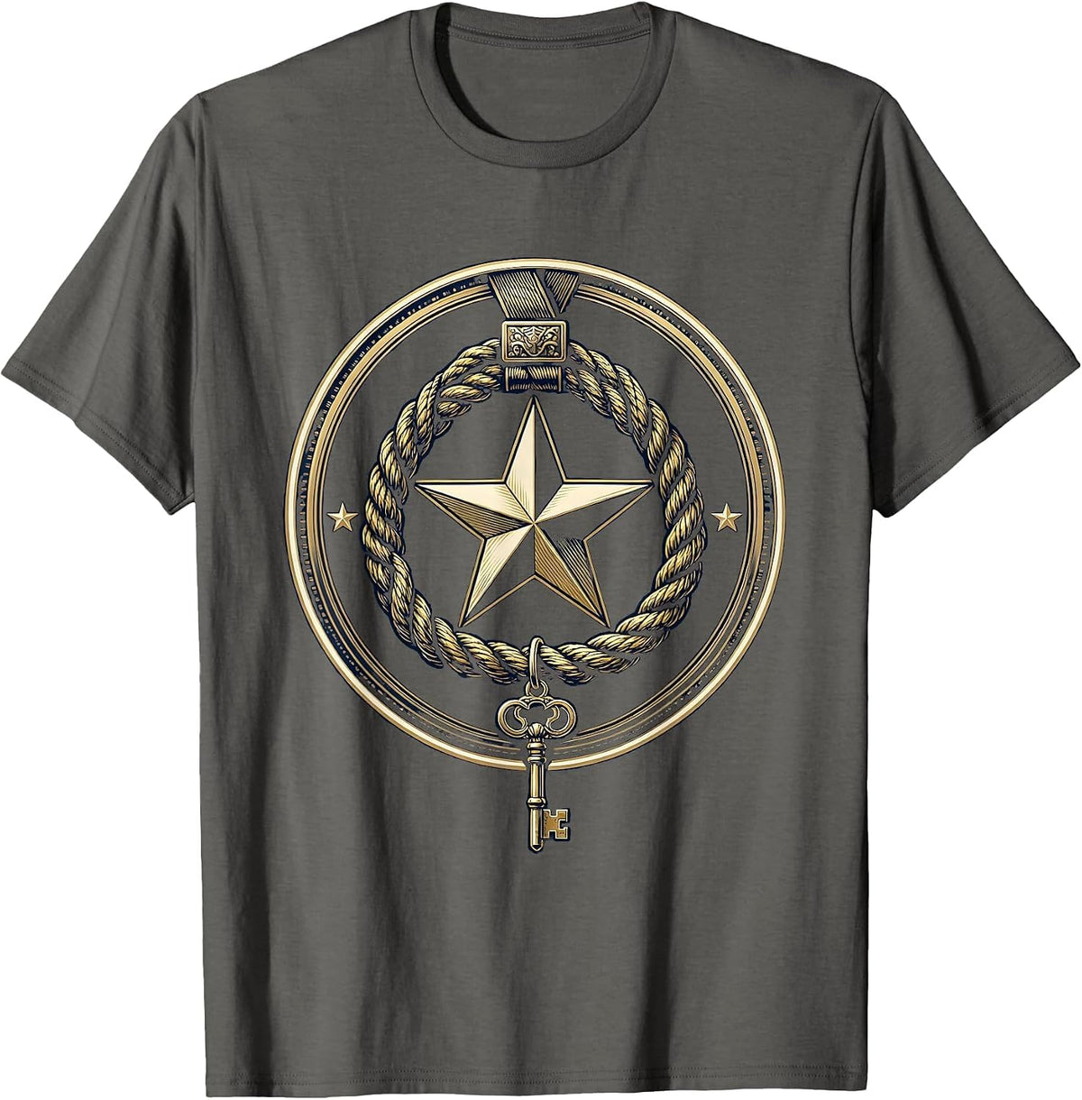 Men's Preschool Teacher Lanyard Keys and Star Graphic T-Shirt - Asphalt Grey