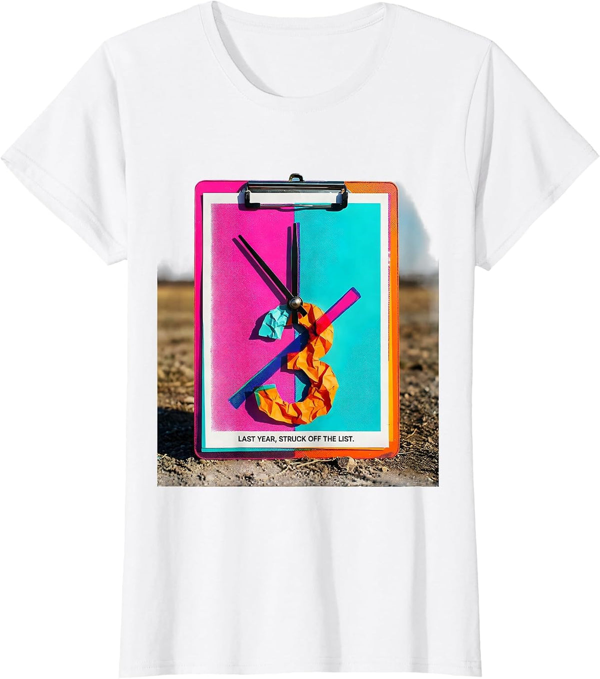 Last Year, Struck Off The List Whimsical New Year Eve Party T-Shirt - White