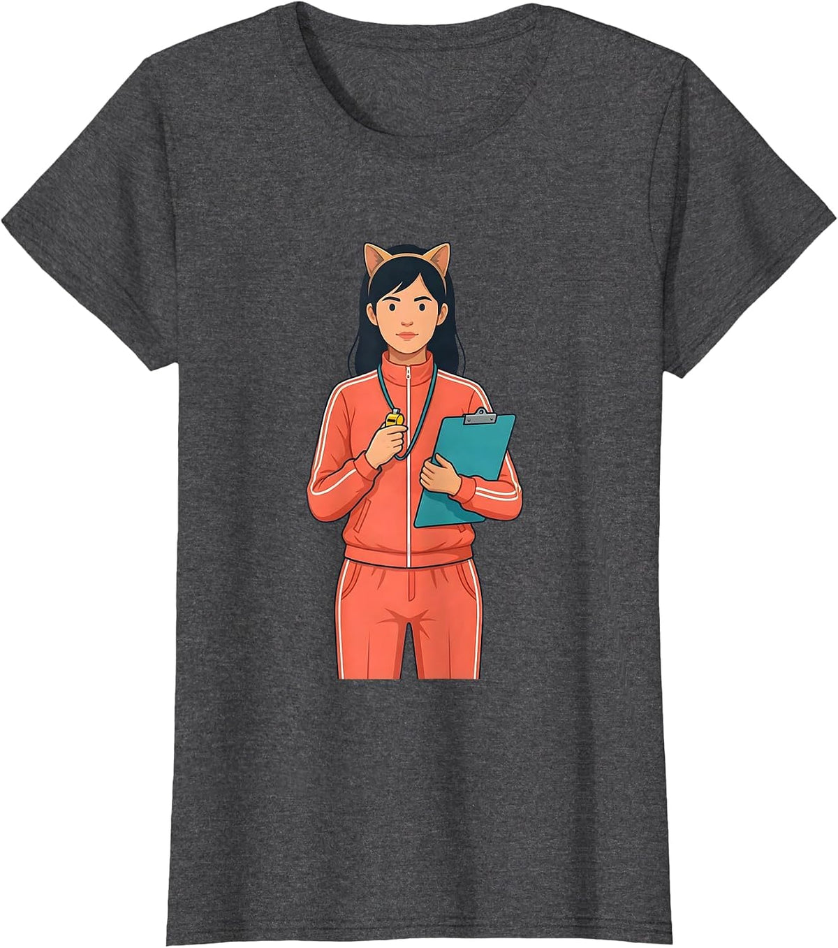 Women's Calm P.E. Teacher Halloween Costume Humor T-Shirt - Dark Heather Grey