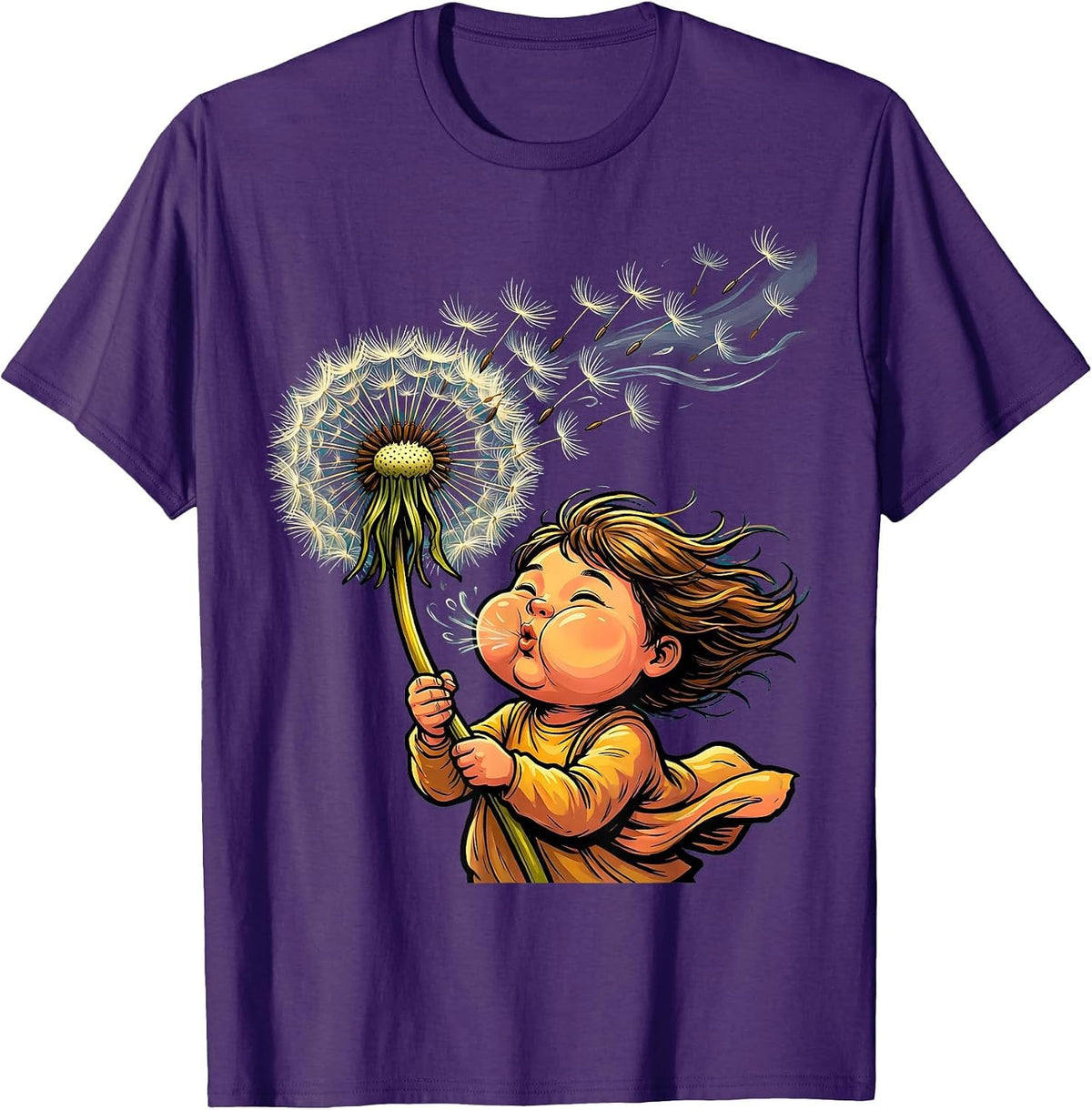 Men's Down Syndrome Awareness Dandelion Child Design T-Shirt - Purple