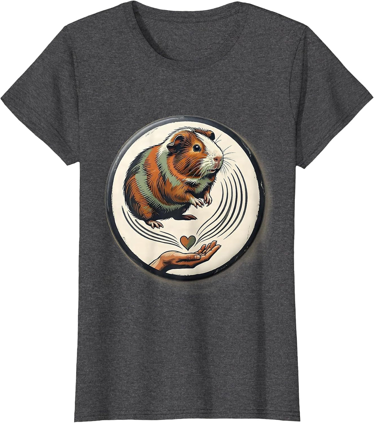 Women's Guinea Pig Badge Rosette Pet Lover Humor T-Shirt - Dark Heather Grey