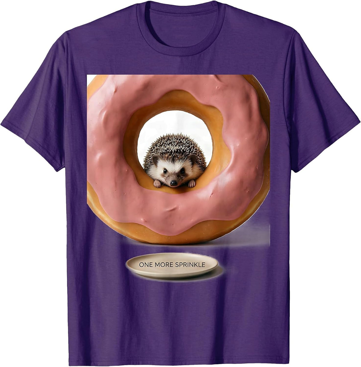 One More Sprinkle Cute Kawaii Hedgehog Animal Character T-Shirt - Purple