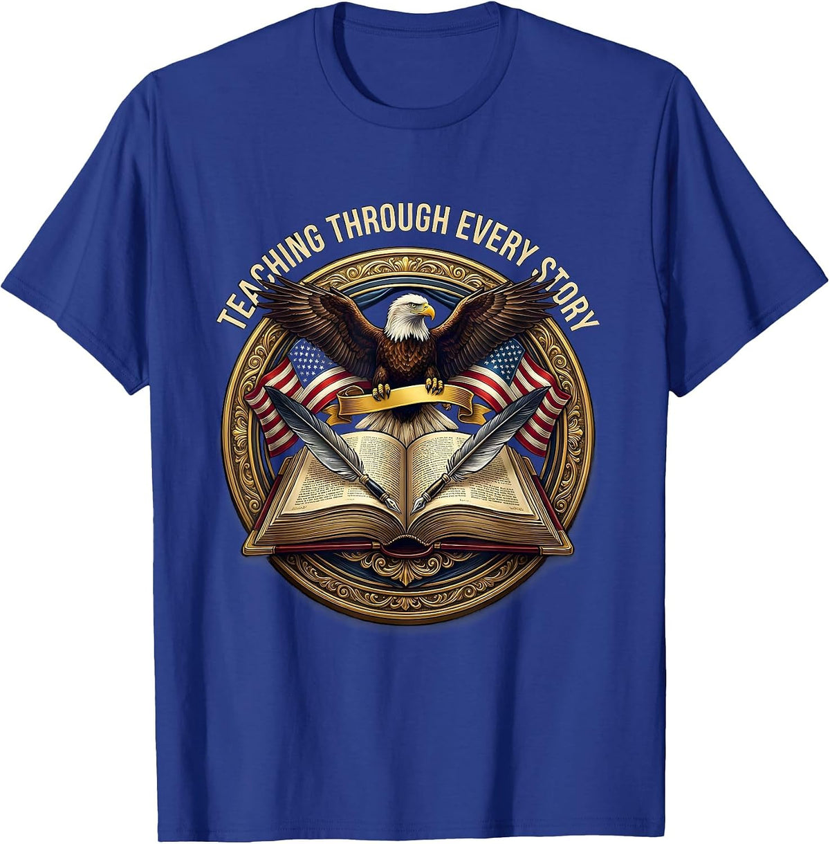 Men's Teaching Through Every Story Book Character Tee T-Shirt - Royal Blue