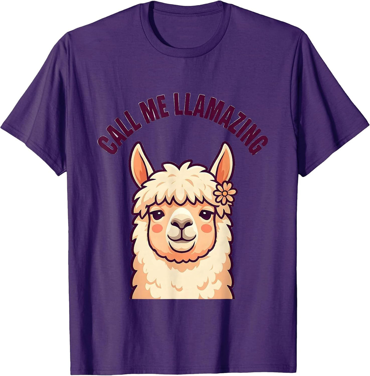 Call Me Llamazing Cute Kawaii Alpaca Pun Novelty Humor T-Shirt - Purple