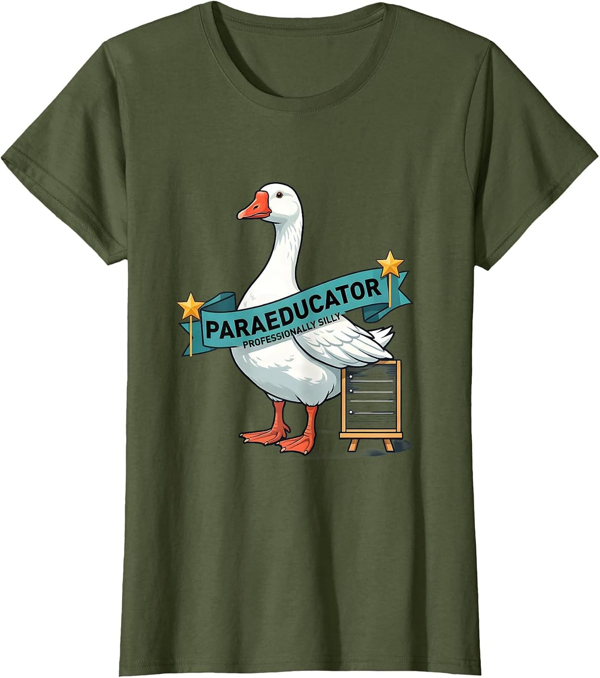 Women's Paraeducator Professionally Silly Funny SPED Teacher T-Shirt - Olive Green
