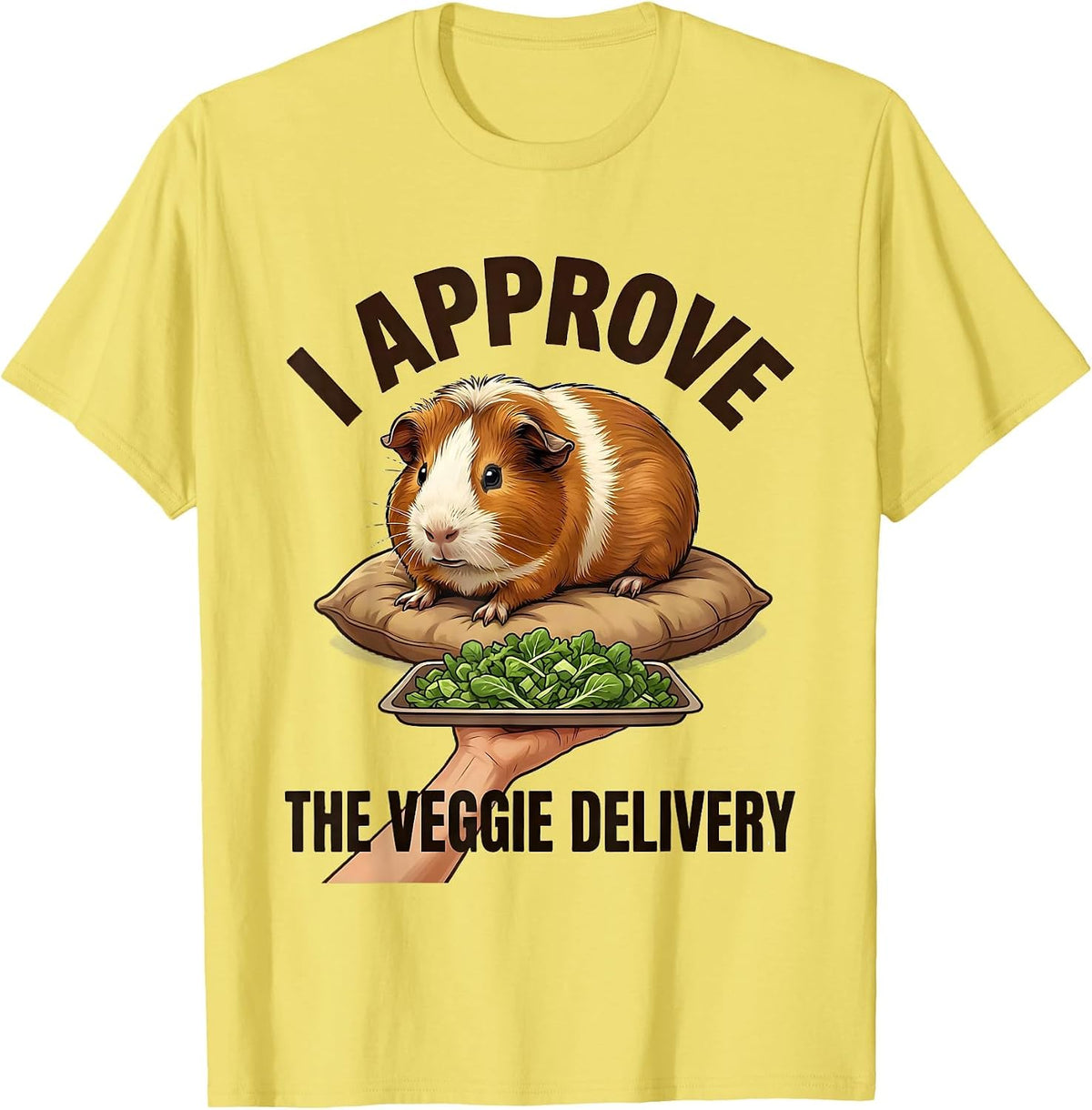 Men's I Approve The Veggie Delivery Funny Guinea Pig Pet Lover T-Shirt - Lemon Yellow