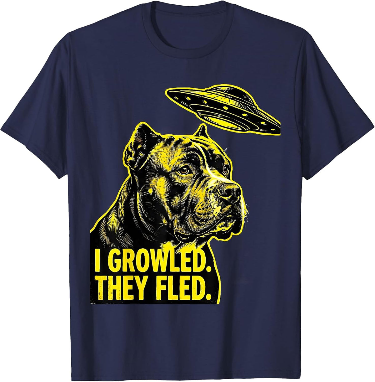 Men's I Growled They Fled Funny Pitbull Dog Meme Gift T-Shirt - Navy Blue
