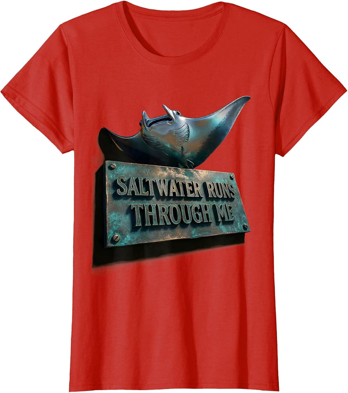 Saltwater Runs Through Me Gulf of Mexico Design T-Shirt - Red