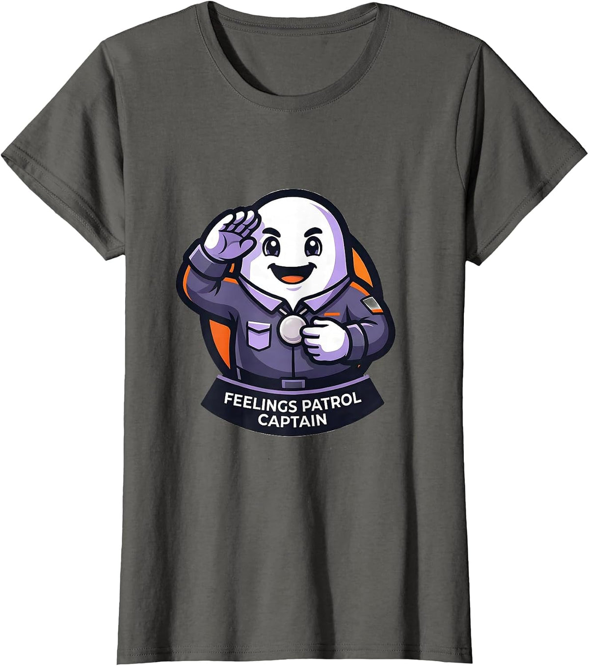 Women's Feelings Patrol Captain Halloween Mental Health Counselor T-Shirt - Asphalt Grey