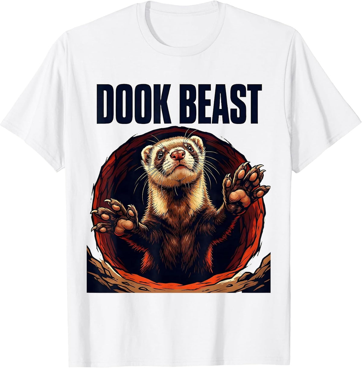 Men's Dook Beast Bold Ferret Lover Gift Ferret Owner Humor T-Shirt - White