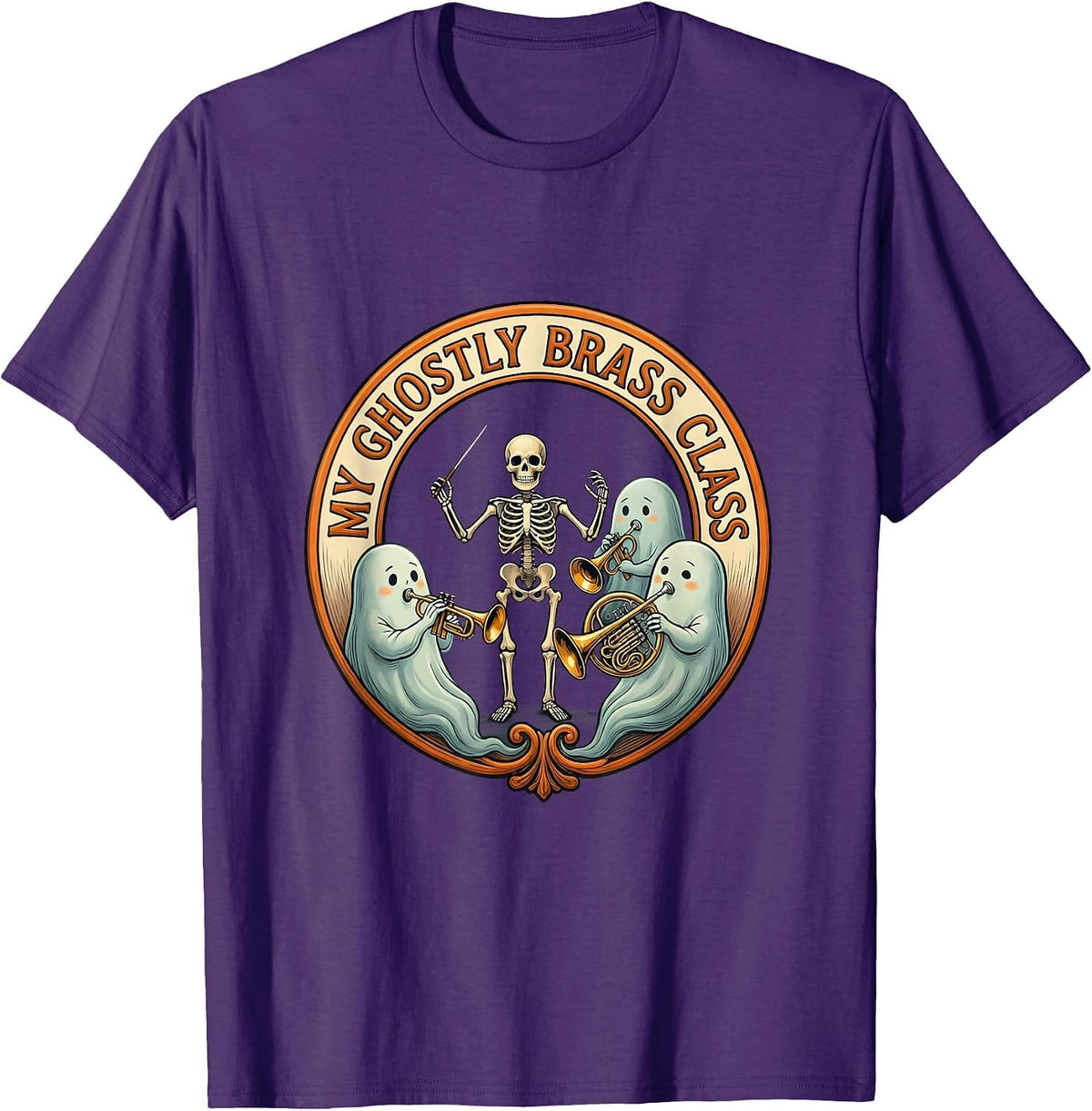 My Ghostly Brass Class Funny Music Teacher Ghost Band T-Shirt - Purple