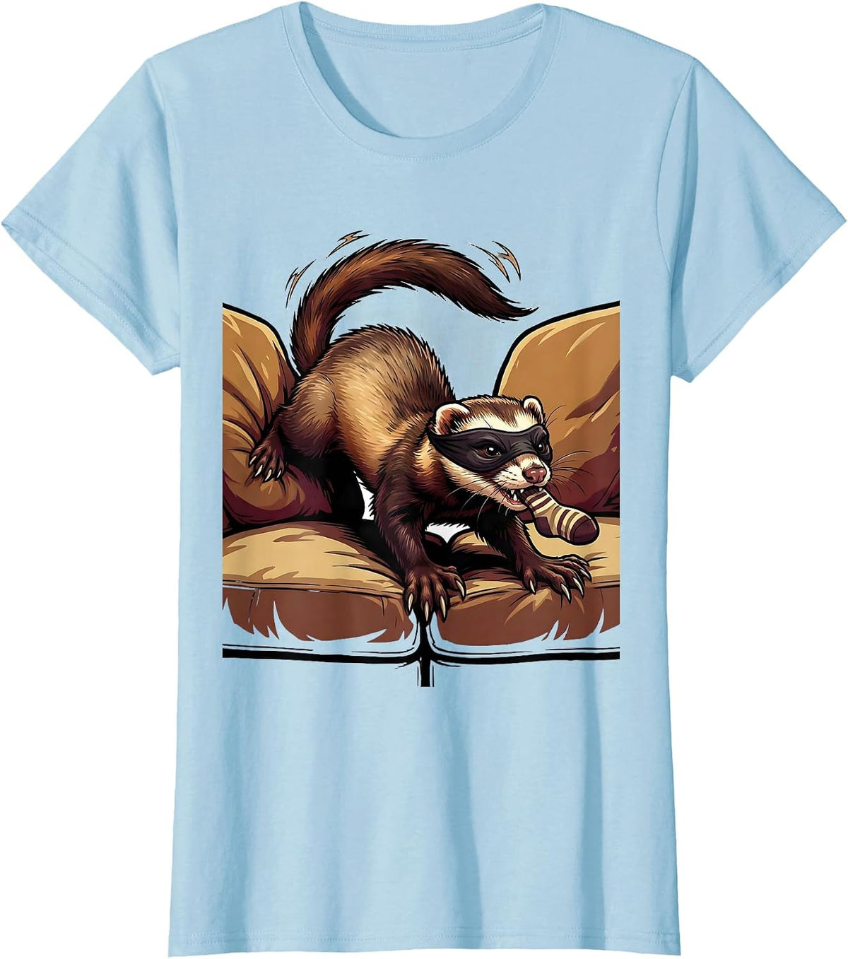 Masked Ferret Bursting Funny Ferret Lover Gift T-Shirt - Baby Blue