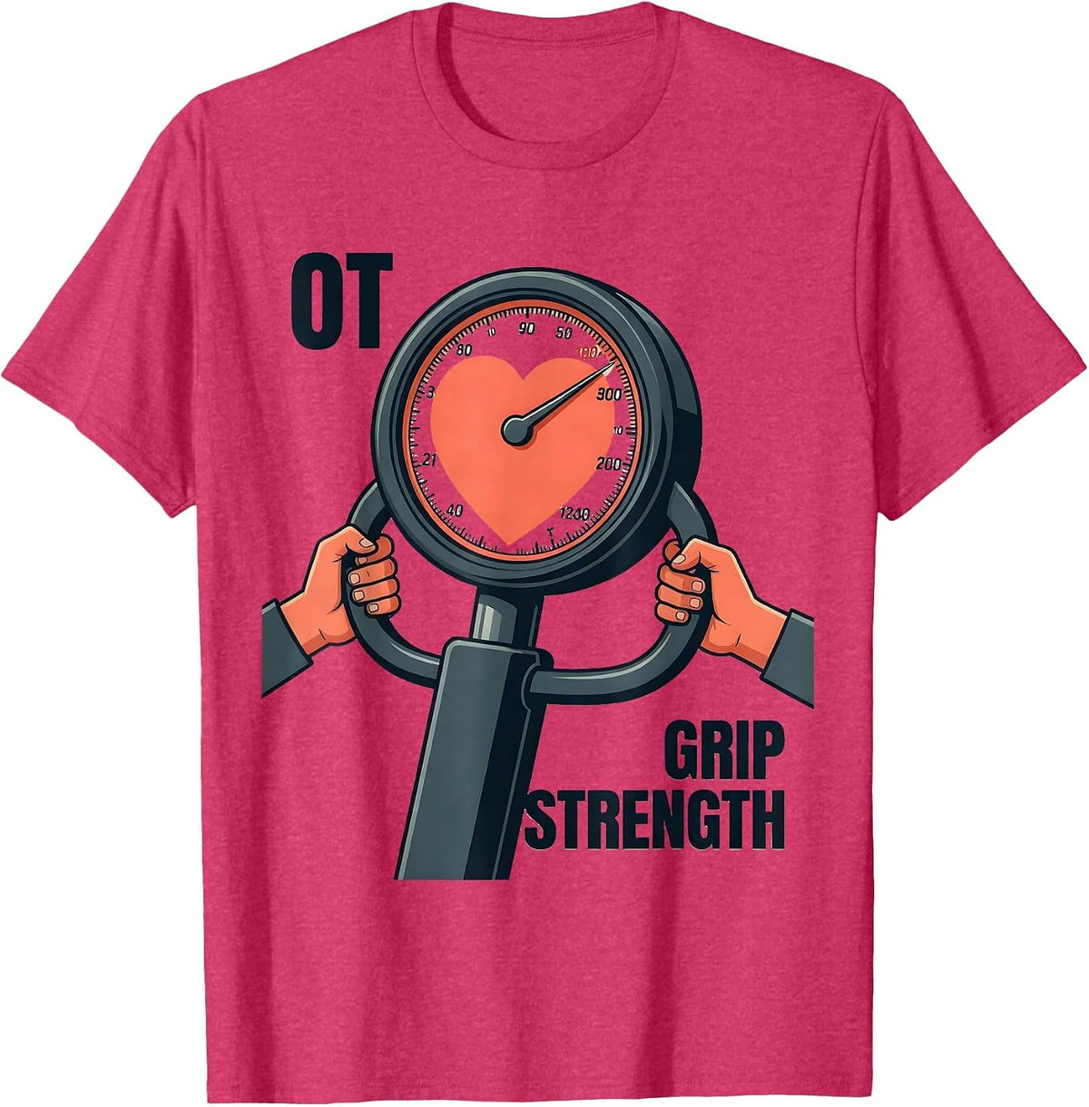 OT GRIP STRENGTH Editorial Conceptual Occupational Therapy T-Shirt - Red Heather