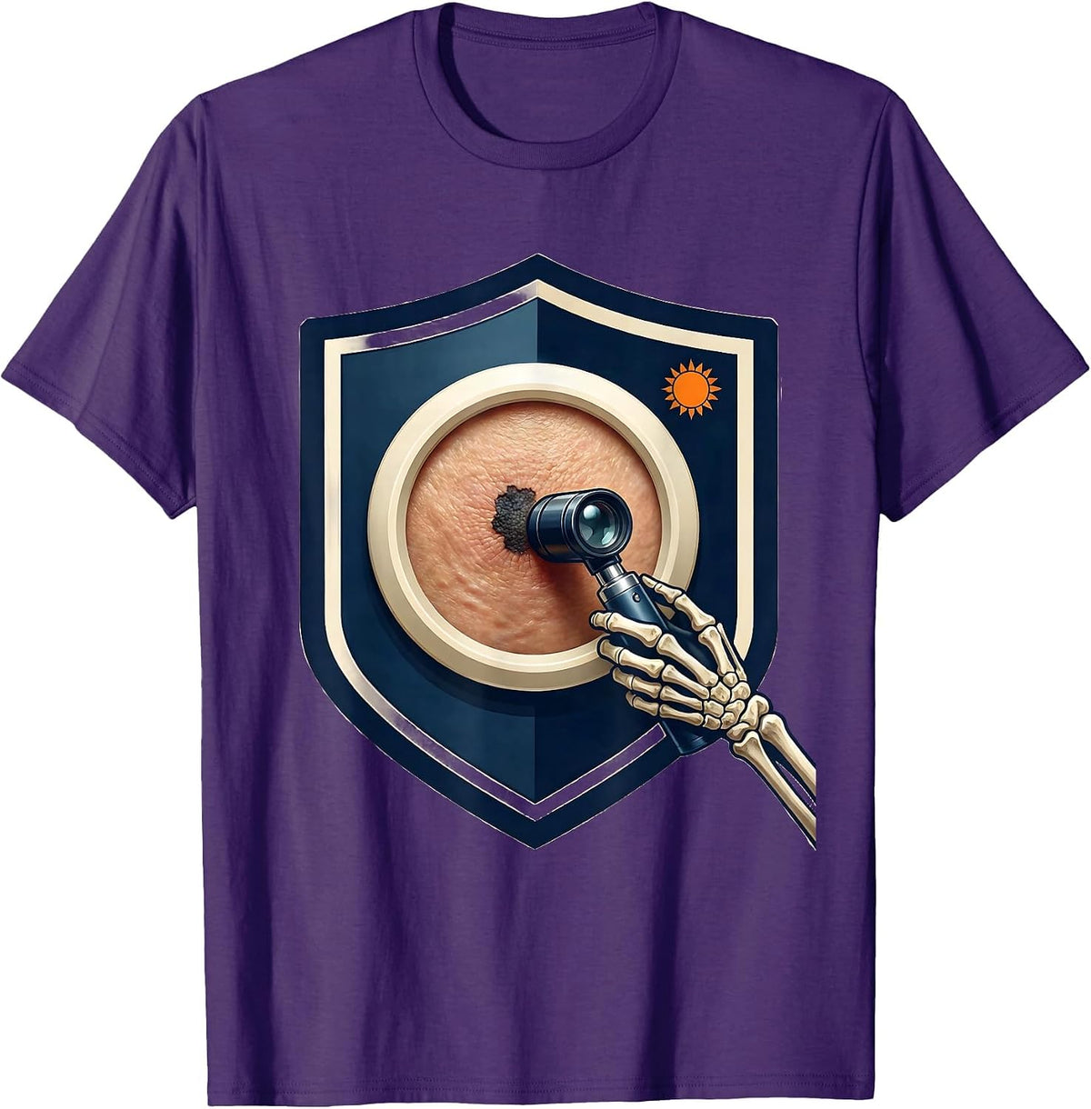 Men's Navy Shield Dermatology Skin Check Halloween Esthetician T-Shirt - Purple