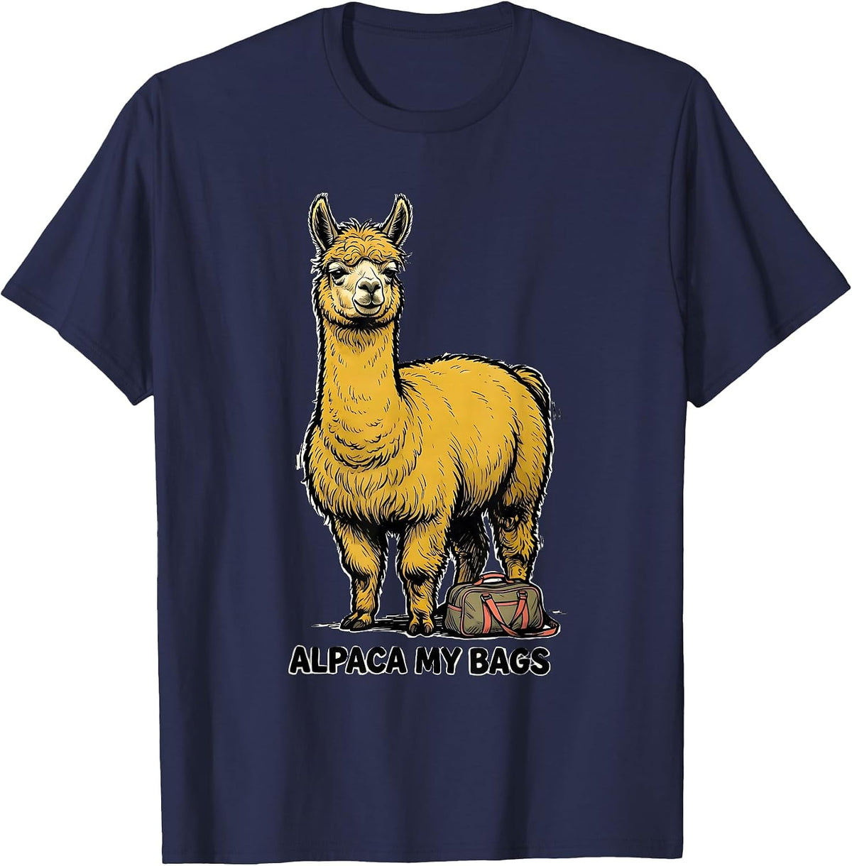 Men's Alpaca My Bags Funny Alpaca Humor Animal Lover Gift T-Shirt - Navy Blue