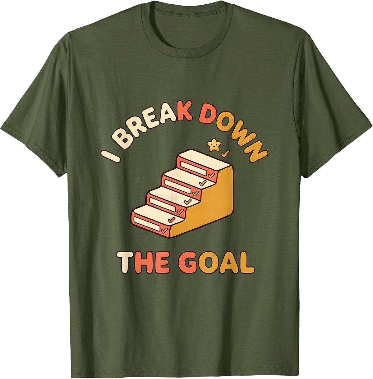 I Break Down The Goal Cute Kawaii Special Education Teacher T-Shirt - Olive Green