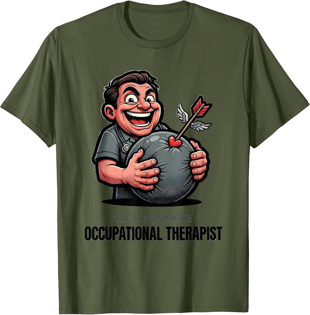 Men's Cupid's Favorite Occupational Therapist Funny T-Shirt - Olive Green