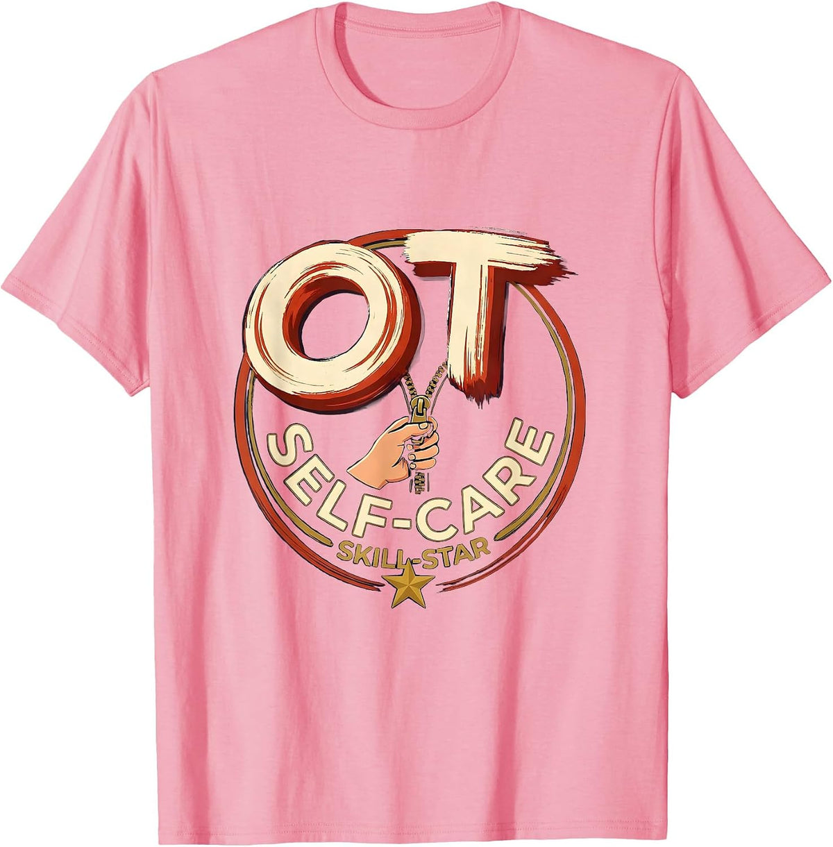 Men's OT Self-Care Skill-Star Occupational Therapy OT Assistant T-Shirt - Pink