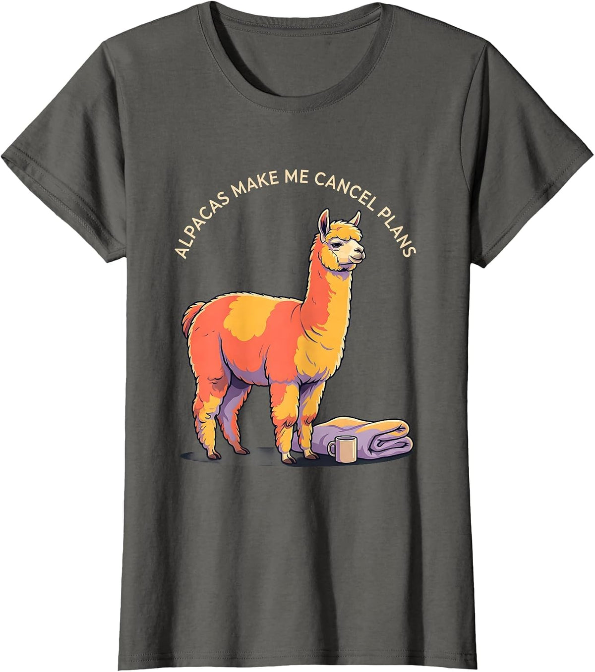 Women's Alpacas Make Me Cancel Plans Funny Alpaca Lover Animal Humor T-Shirt - Asphalt Grey