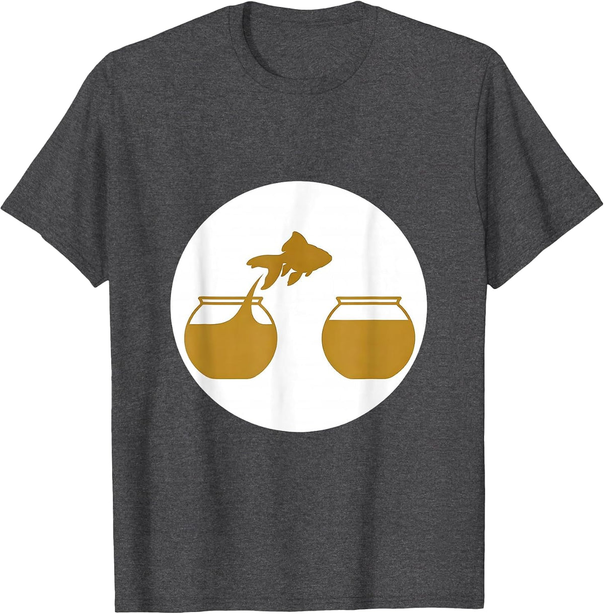 Men's Autism Awareness Goldfish Leaping Between Bowls T-Shirt - Dark Heather Grey