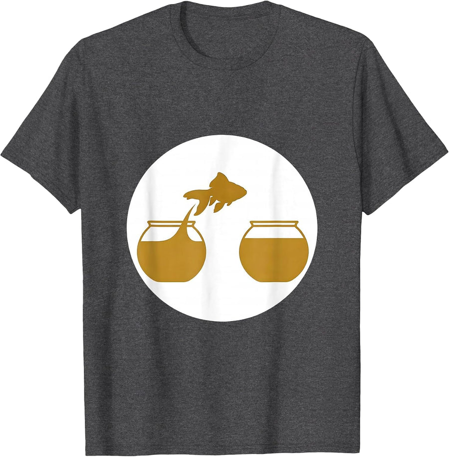 Men's Autism Awareness Goldfish Leaping Between Bowls T-Shirt - Dark Heather Grey