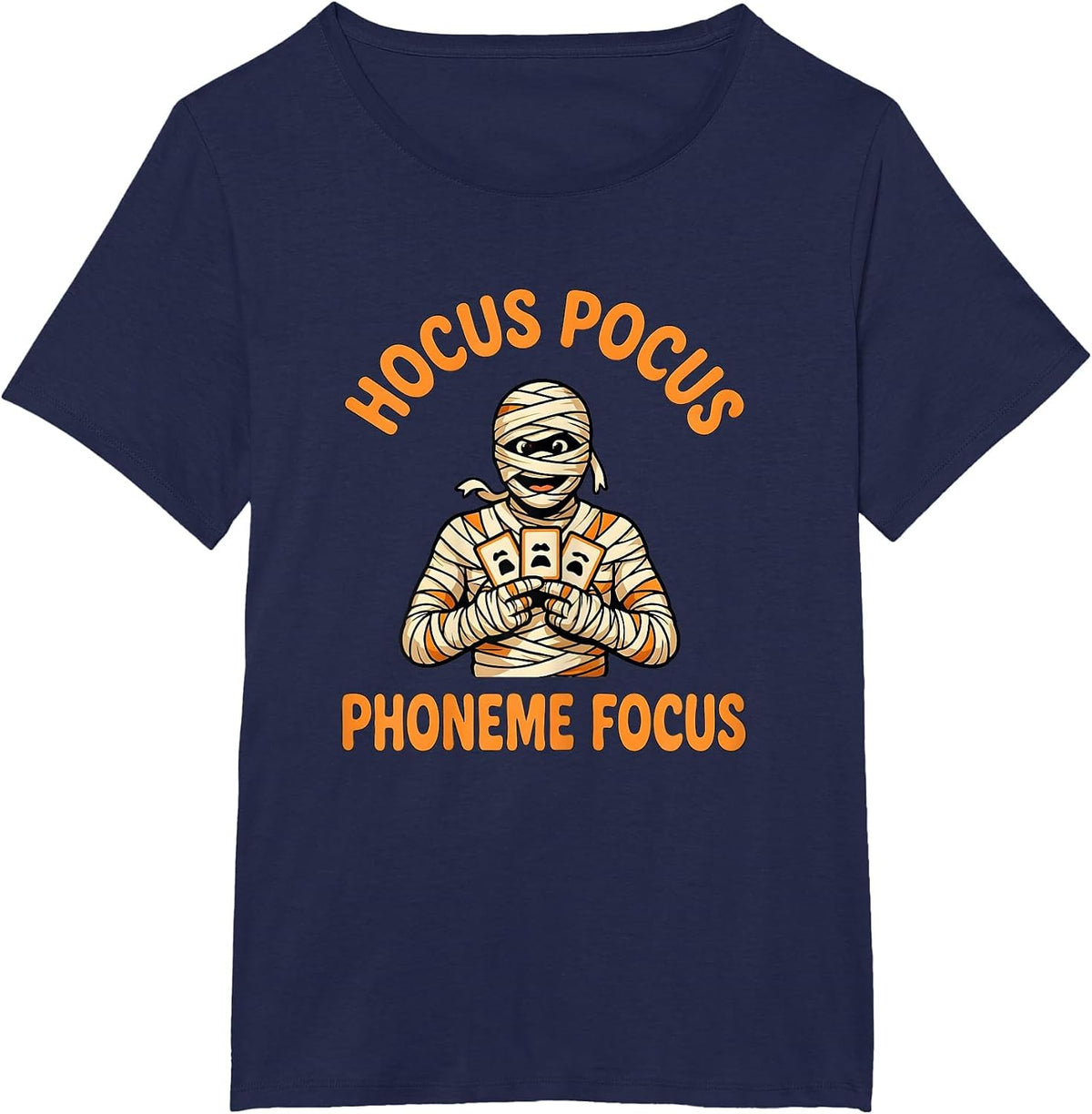 Women's Hocus Pocus Phoneme Focus Funny Speech Therapy SLP Teacher T-Shirt - Navy Blue