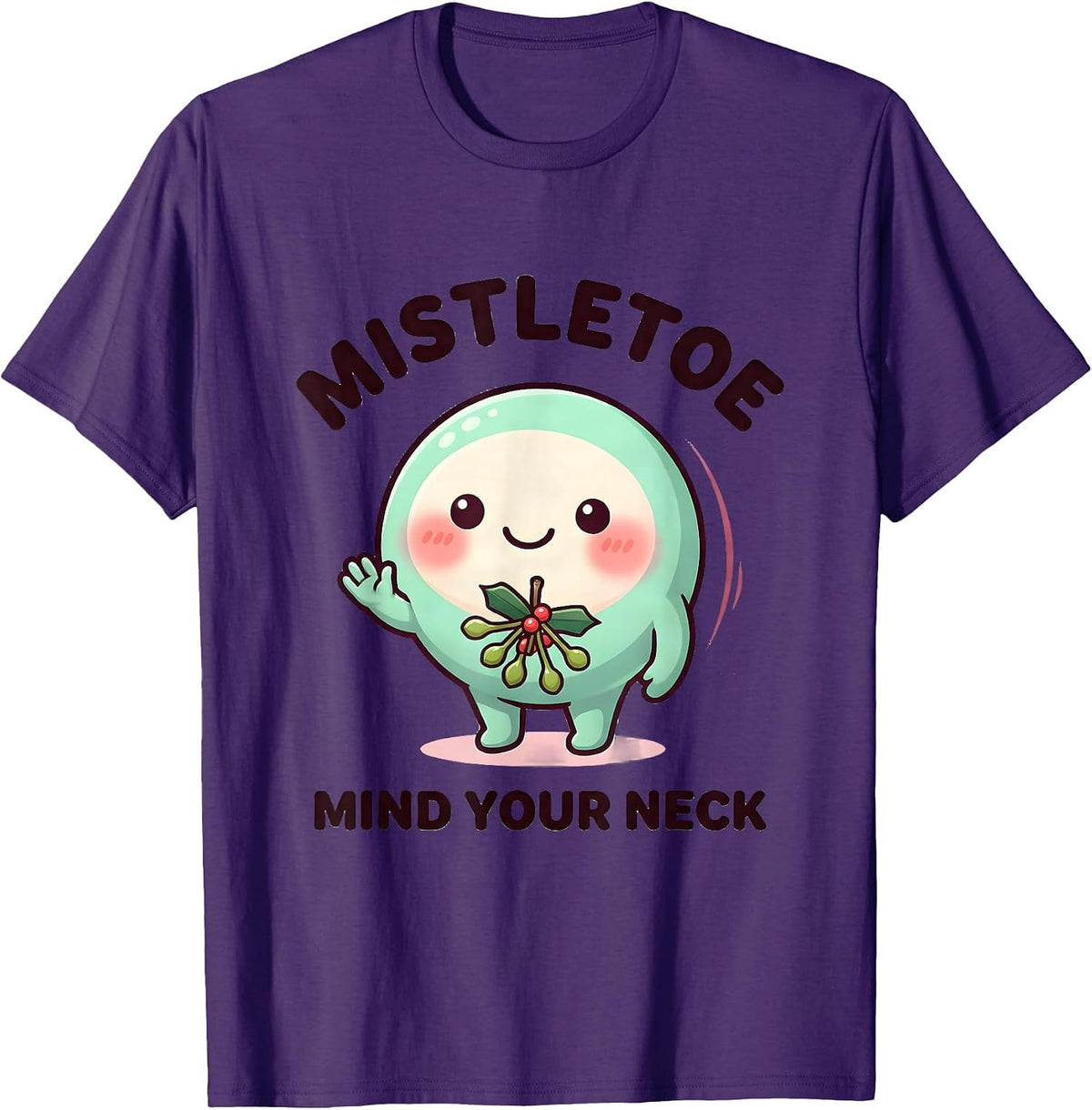 Men's Mistletoe, Mind Your Neck Cute Kawaii Physical Therapist T-Shirt - Purple