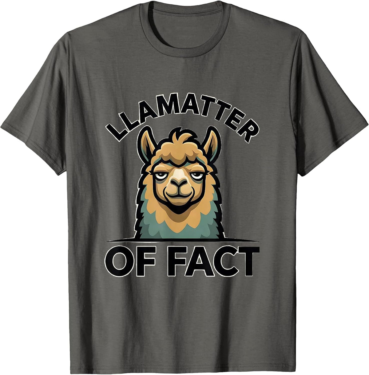 Llamatter Of Fact Funny Llama Humor Alpaca Lover Gift T-Shirt - Asphalt Grey