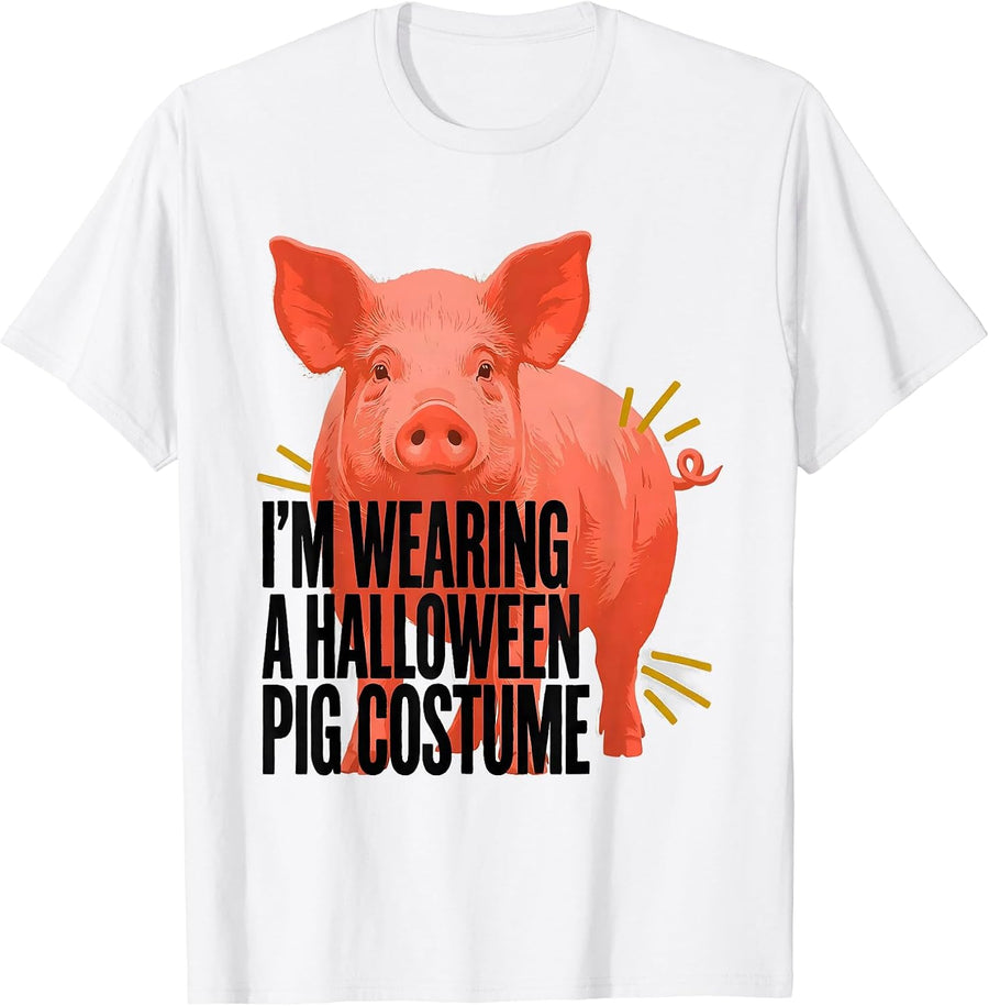 Men's I’m Wearing A Halloween Pig Costume Funny Animal Lover Gift T-Shirt - White
