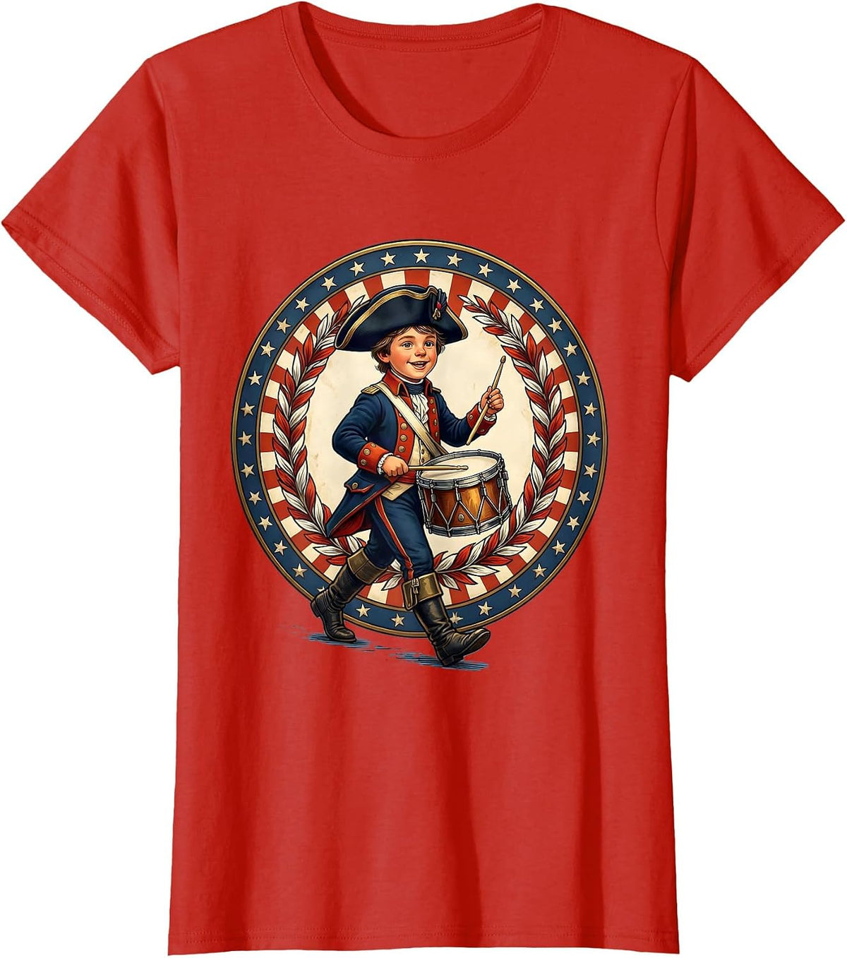 Patriot Day Kids Marching Drummer Boy Uniform T-Shirt - Red