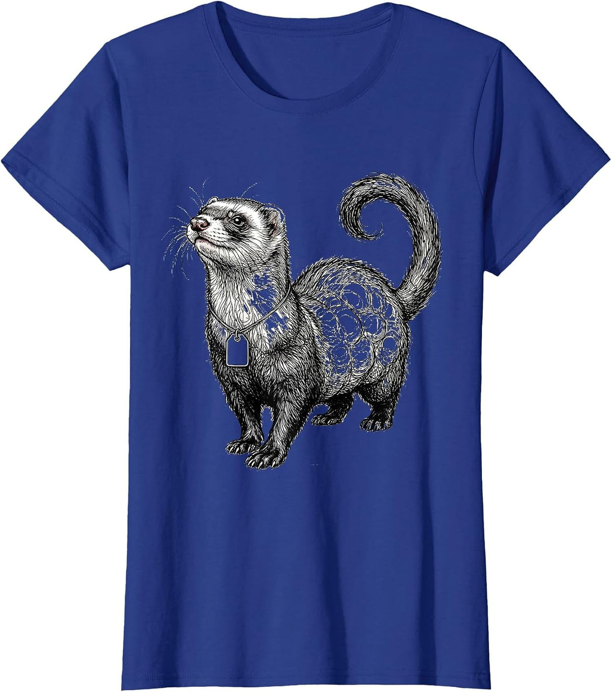 Women's Ferret Lumpy Line Art Funny Small Animal Lover T-Shirt - Royal Blue