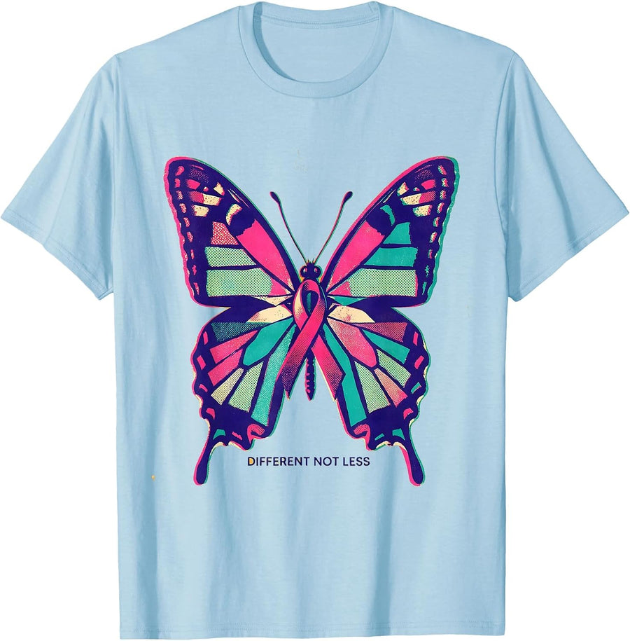 Men's Different Not Less Down Syndrome Awareness Design T-Shirt - Baby Blue