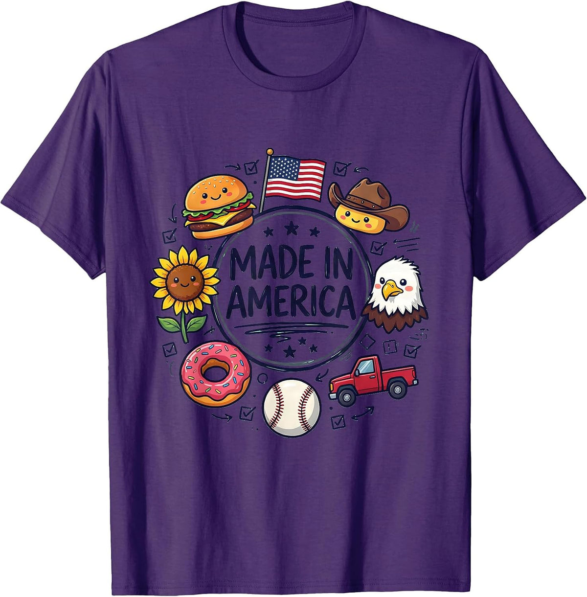 Made in America Proud USA Patriotic Design T-Shirt - Purple