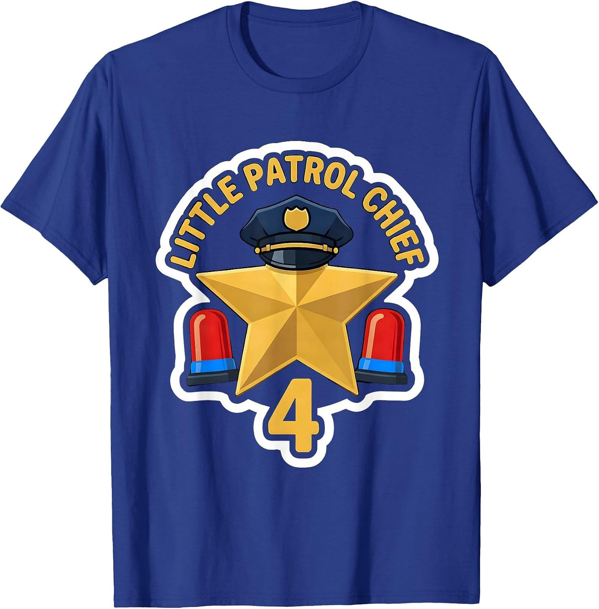 Little Patrol Chief Age 4 Kids Future Police Officer T-Shirt - Royal Blue
