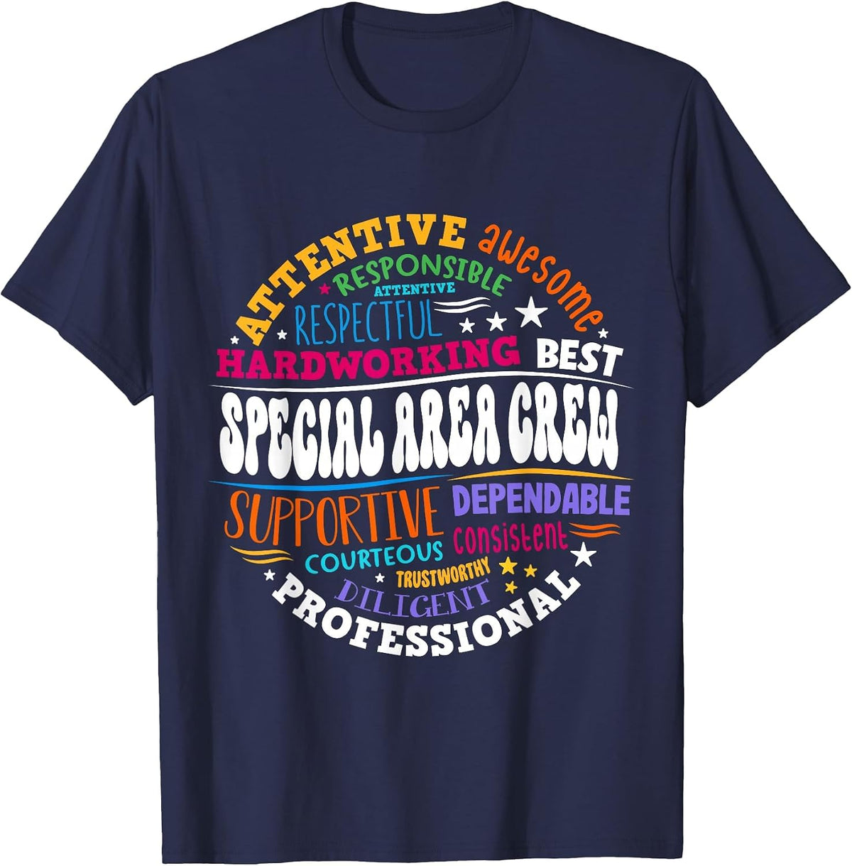 Funny Back to School Teacher Appreciation Special Area Crew T-Shirt - Navy Blue